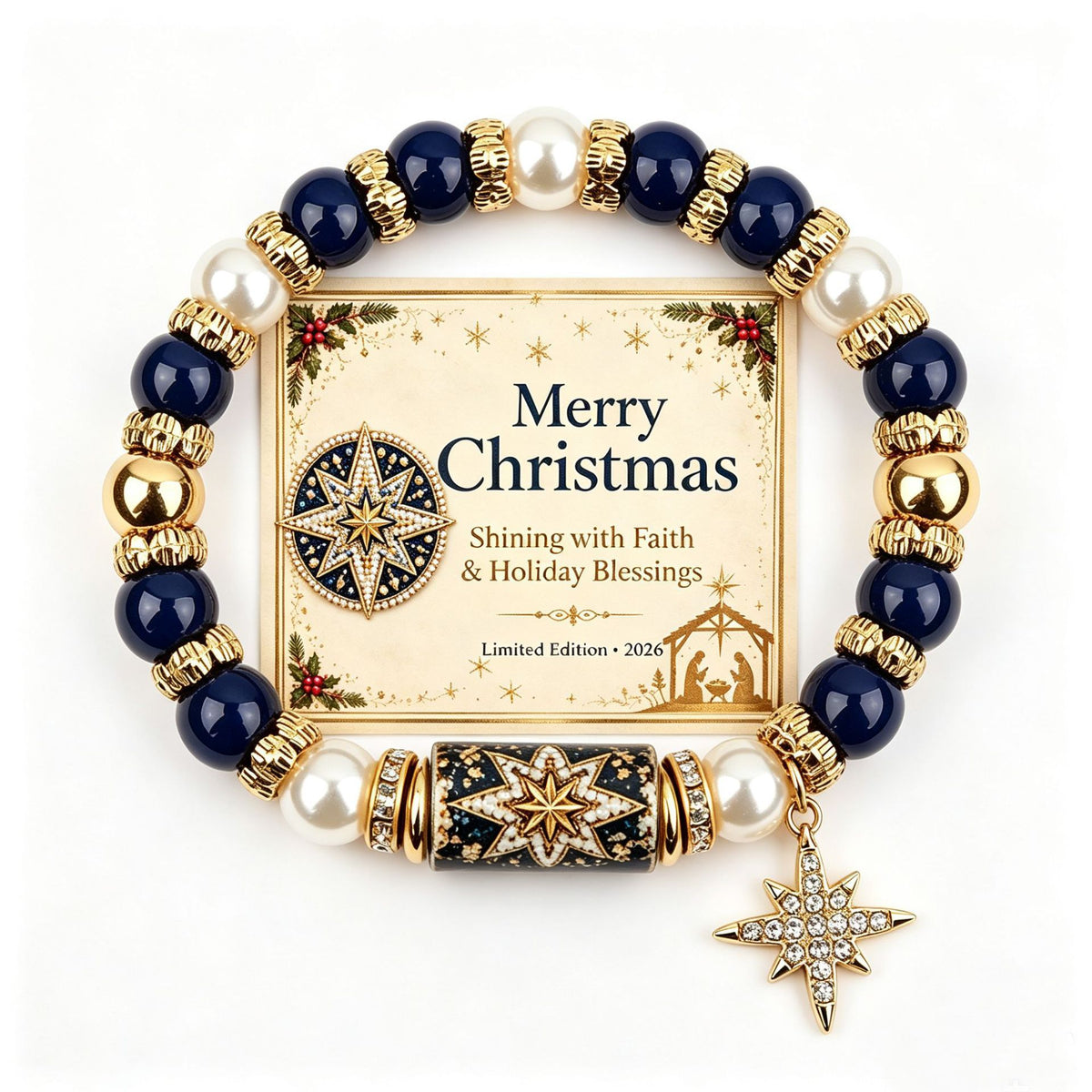 Colorful Crystal Christmas Tree Charm Beaded Bracelet 6W6JBR650