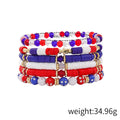 Stylish USA Flag Elastic Beaded Chain Bracelets Set 8ZA6JBR301L