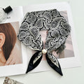 Vintage Floral Print Pearl Solf Silk Scarf MK2BLW6W6NSI64