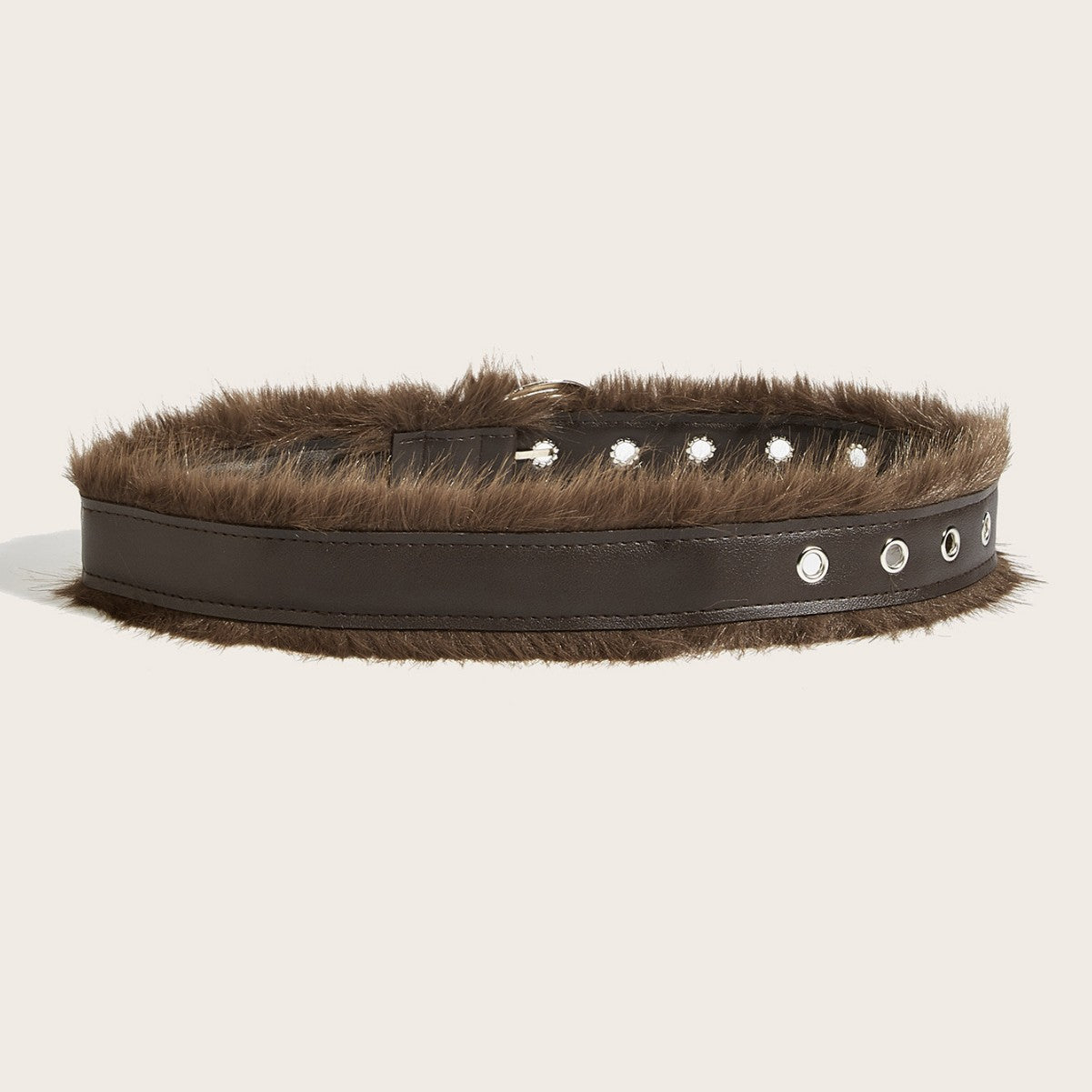 Trendy Faux Fur Wide Rivet Leather Waist Belt MK2LEEP6W6JBT55
