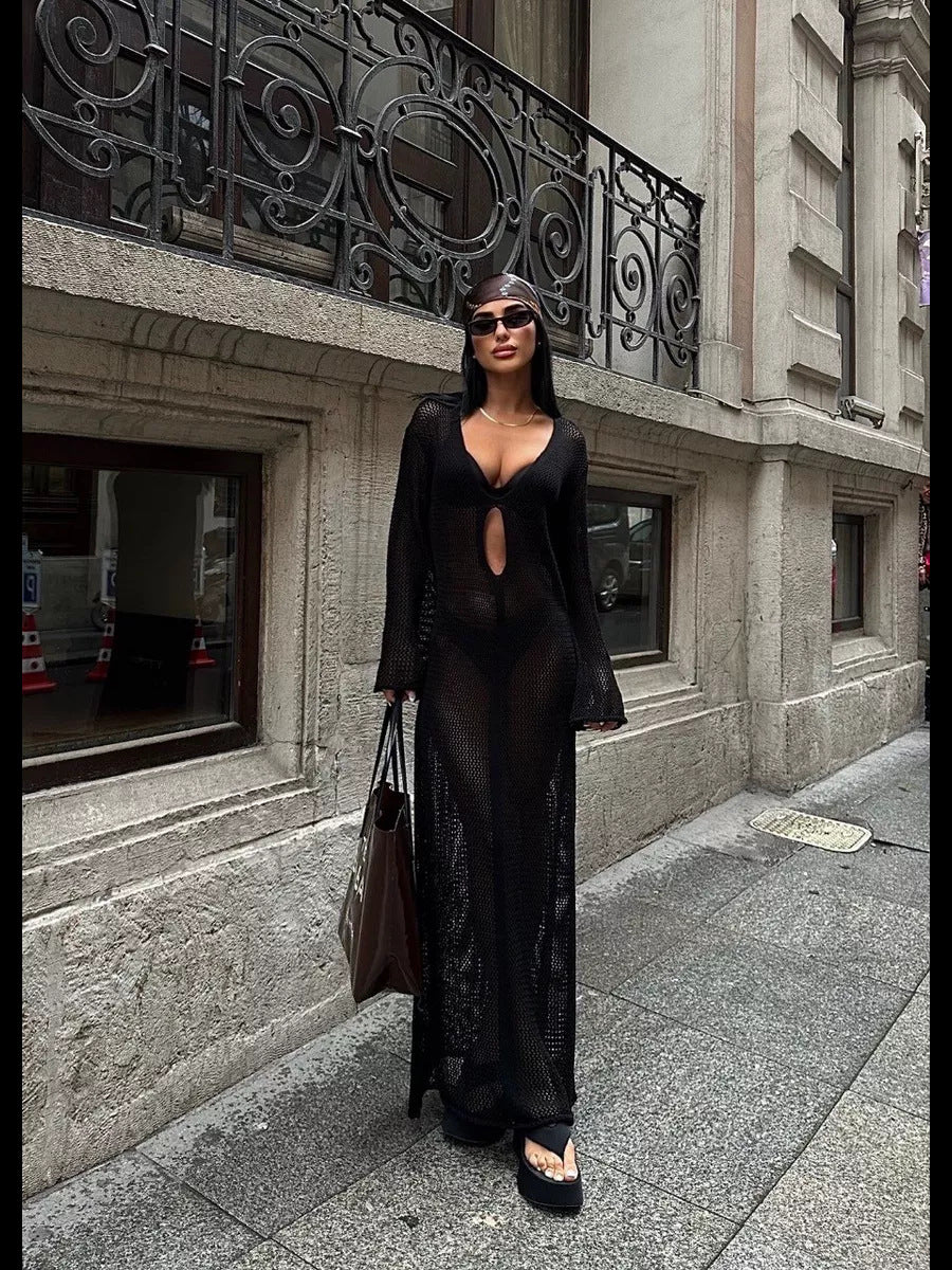 Sexy V-Neck Knit Cover Up - DippedShop Wholesale - #7811