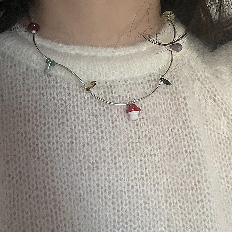 Shell Pendant Beaded Choker Necklace - DippedShop Wholesale - #9315