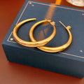 Chunky Gold Plated C-Shaped Hoop Earrings 6W6JER755