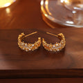Gold Plated C-Shaped Stud Earrings - DippedShop Wholesale - #3011