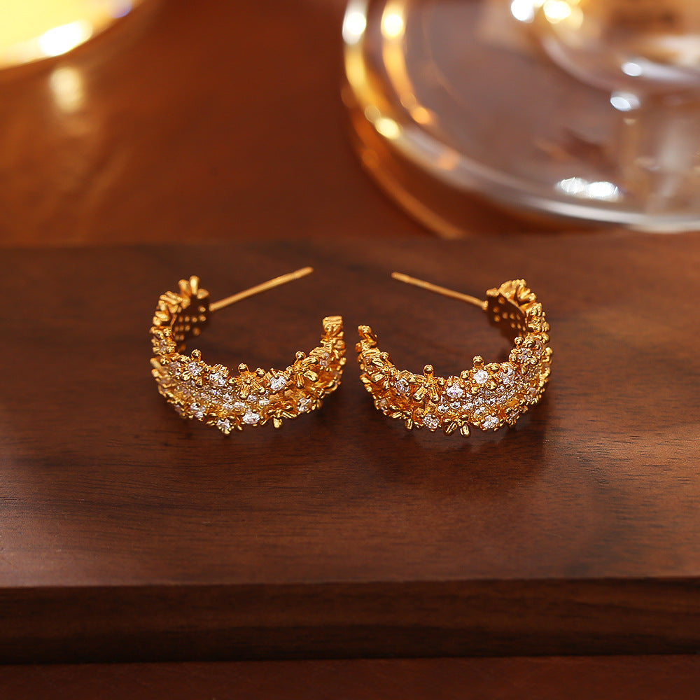 Gold Plated C-Shaped Stud Earrings - DippedShop Wholesale - #3011
