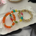 Dopamine Color Block Resin Beaded Stretch Bracelet 6W6JBR610