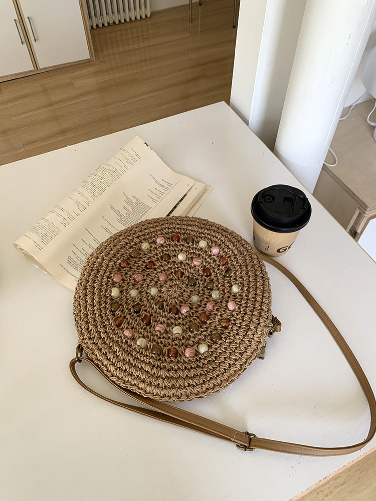 Round Straw Crossbody Bag - DippedShop Wholesale - #2787