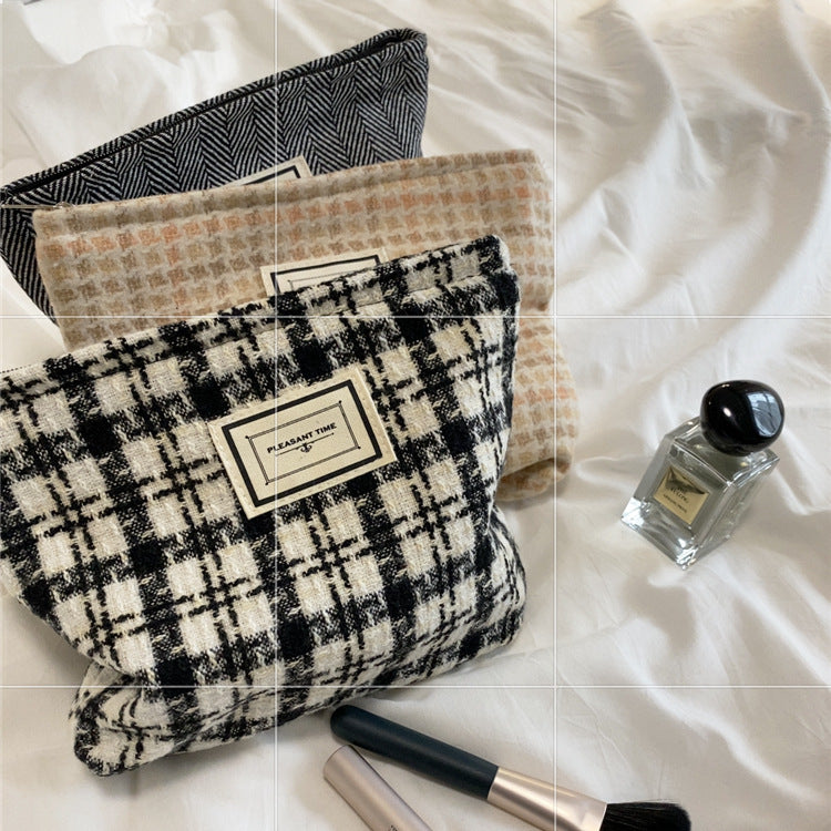 Plaid Color Block Large Capacity Make Up Bag DP25A577