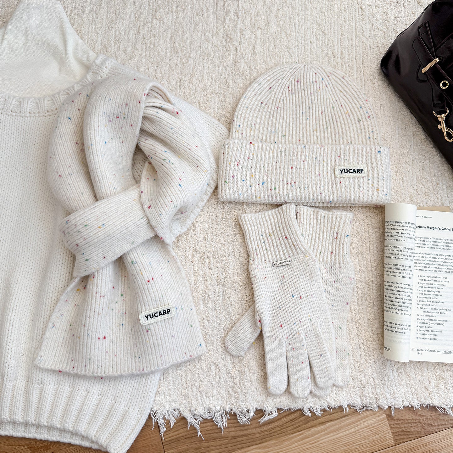 3-Piece Solid Color Knit Scarf Beanie Gloves Set 6W6NSC99