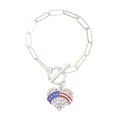 Vintage Gold Plated American Flag Pendants Chain Bracelet 8ZA6JBR130T