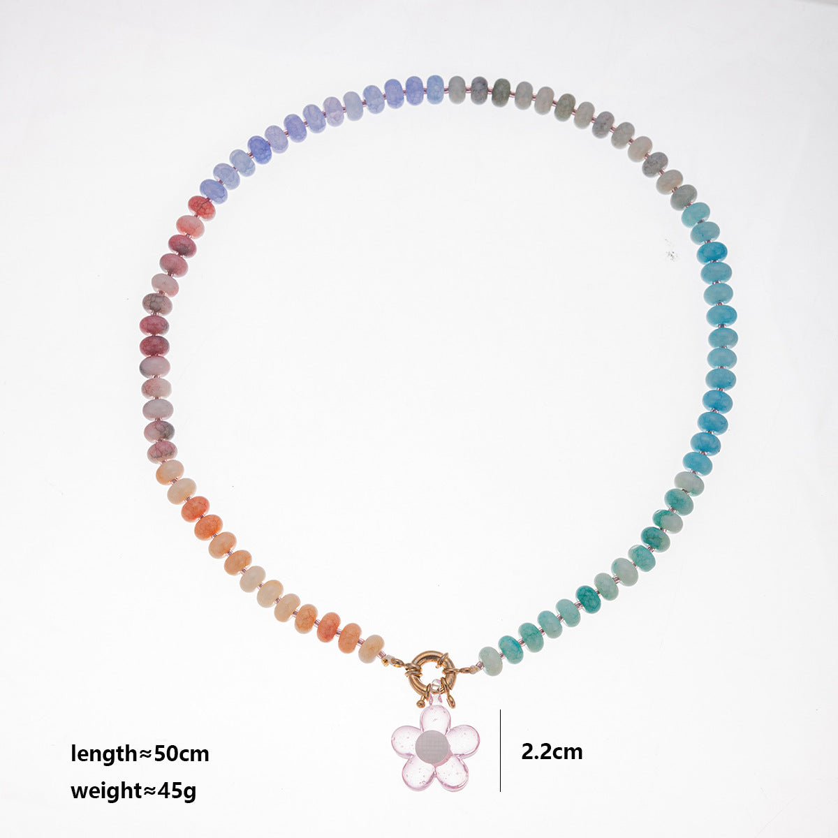 Handmade Multi-Color Flower Pendant Beaded Necklace 6W6JNC420L