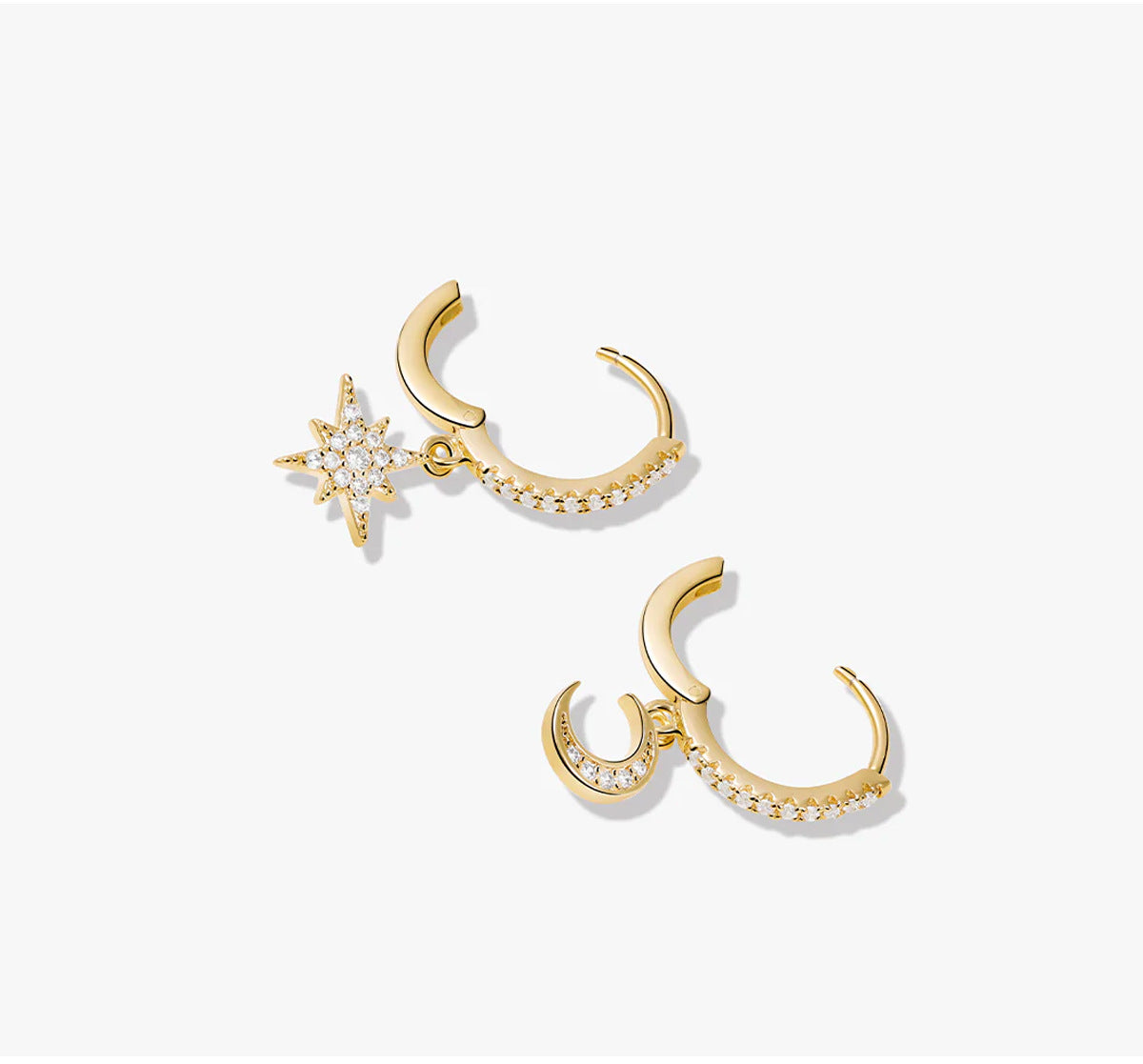 Stylish Rhinestones Moon Pendant Hoop Earring 6W6JER570