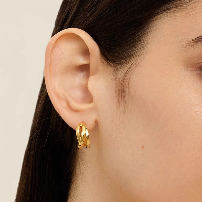 Irregular Twist Wavy Line C-shaped Earrings 6W6JER571