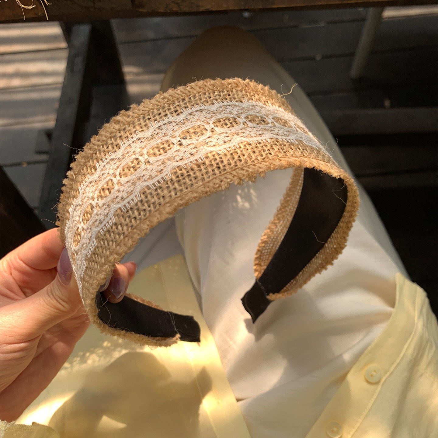 Lace Straw Woven Headband - DippedShop Wholesale - #8787