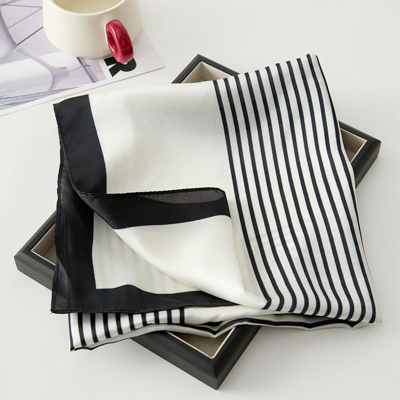 Elegant Color Block Striped Soft Square Scarf MK2BW6W6NSI05