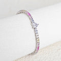 Trendy Heart Colorful Cubic Zirconia Chain Bracelet 6W6JBR383