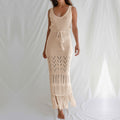 Solid Hollow Out Tassel Dress - DippedShop Wholesale - #5299