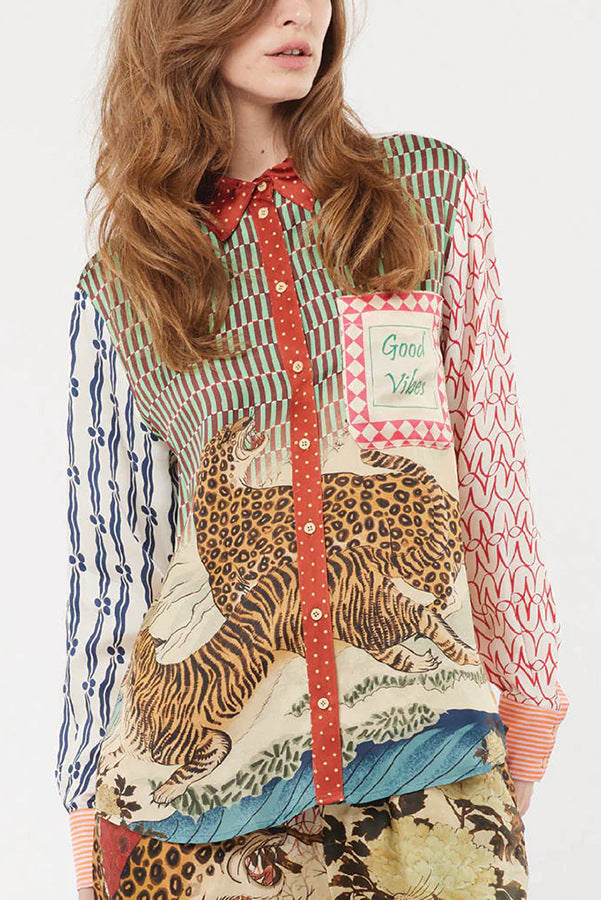 Leopard Print Lantern Sleeve Set - DippedShop Wholesale - #3027