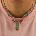 Flower Pendant Braided Necklace - DippedShop Wholesale - #3347
