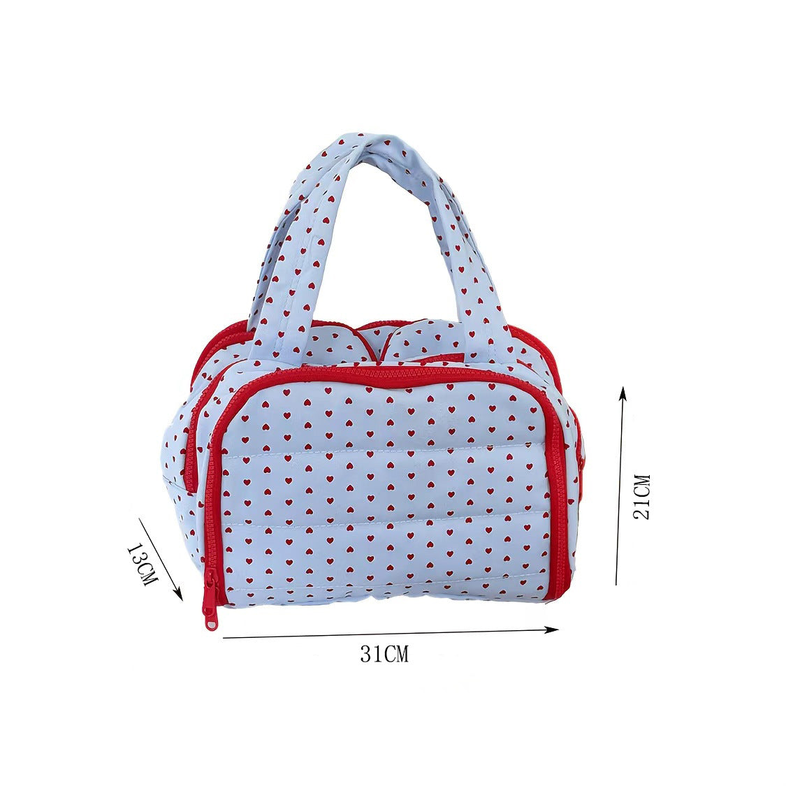 Cute Color Block Love Heart Print Makeup Bag MK2BW6S10BOB108