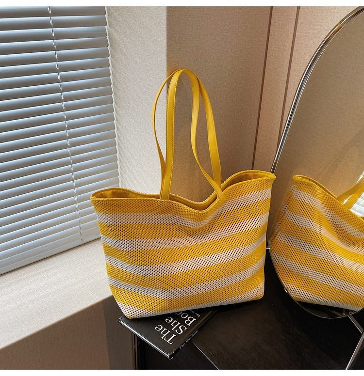 Minimalist Color Block Striped Tote Bag 6W10BBG1937