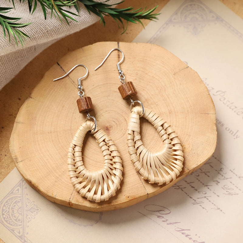 Boho Rattan Dangle Earrings - DippedShop Wholesale - #8595