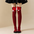 Christmas Bow Pom Pom Thigh High Socks 6W8FSO914