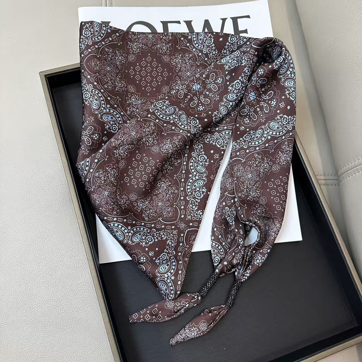 Cashew Print Silk Scarf - DippedShop Wholesale - #2499