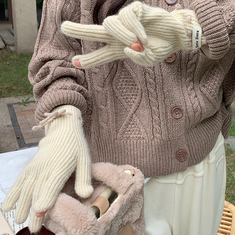 Bowknot Knit Touch Screen Gloves - DippedShop Wholesale - #1315