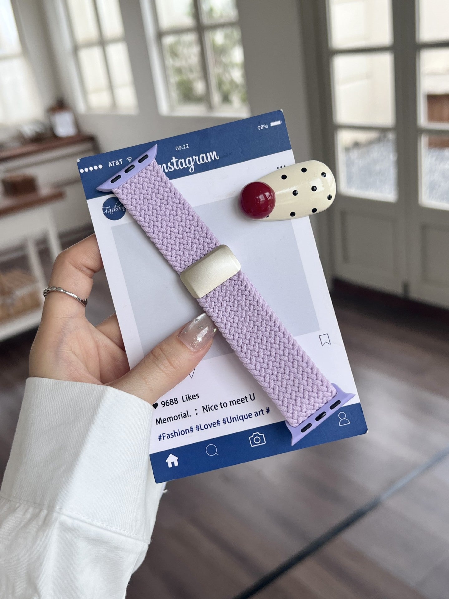 Solid Color Nylon Weave Magnetic Watch Band 6W6JWA138