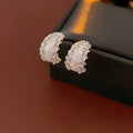 Stylish Floral Rhinestone C-Shape Earrings 6W6JER801