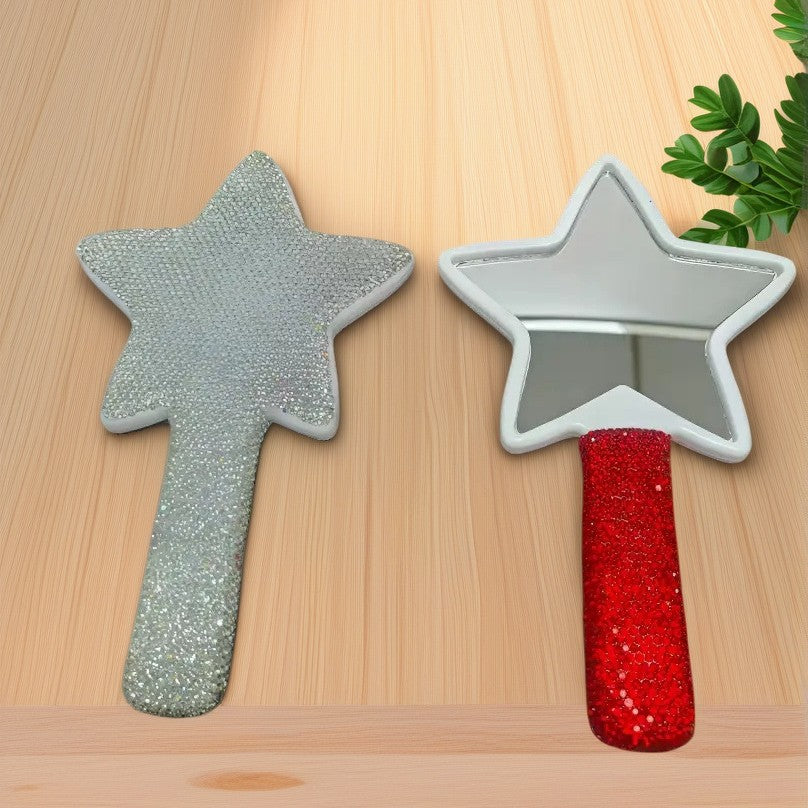 Cute Star Shaped Rhinestone Handheld Mirror 6C5MR102