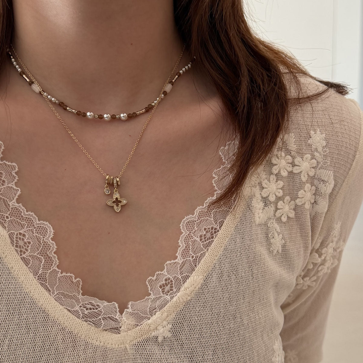 Flower Teardrop Pendant Necklace - DippedShop Wholesale - #5779