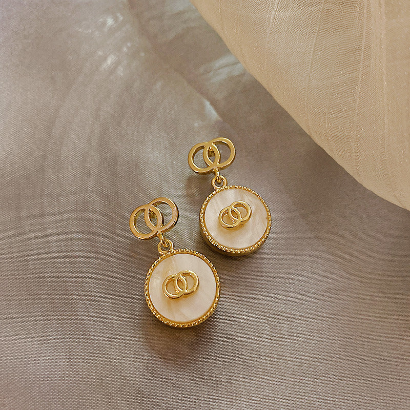 French Style Enamel Gold Plated Stud Earrings 6W6JER760