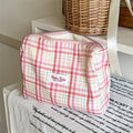 Fresh Plaid Print Large Capacity Cosmetic Bag 6C5CO273