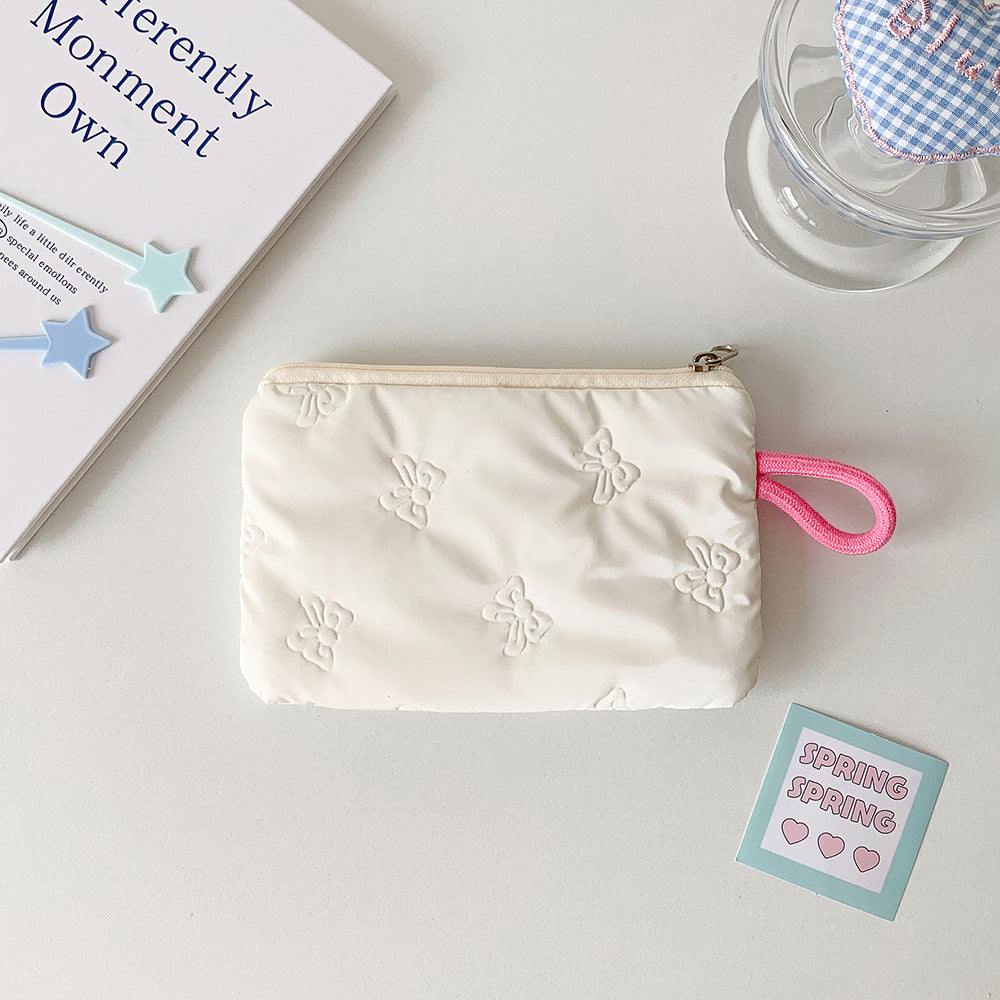 Stylish Bowknot Embossed Portable Makeup Bag MK2BW6S10BOB71
