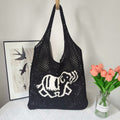 Vintage Elephant Print Hollow Knit Shouder Bag 6W10BBG1771
