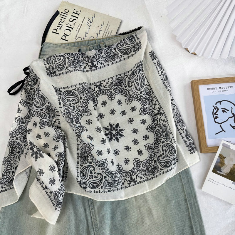 Vintage Asymmetrical Tie Waist Hip Scarf  Wrap 6W1SL46