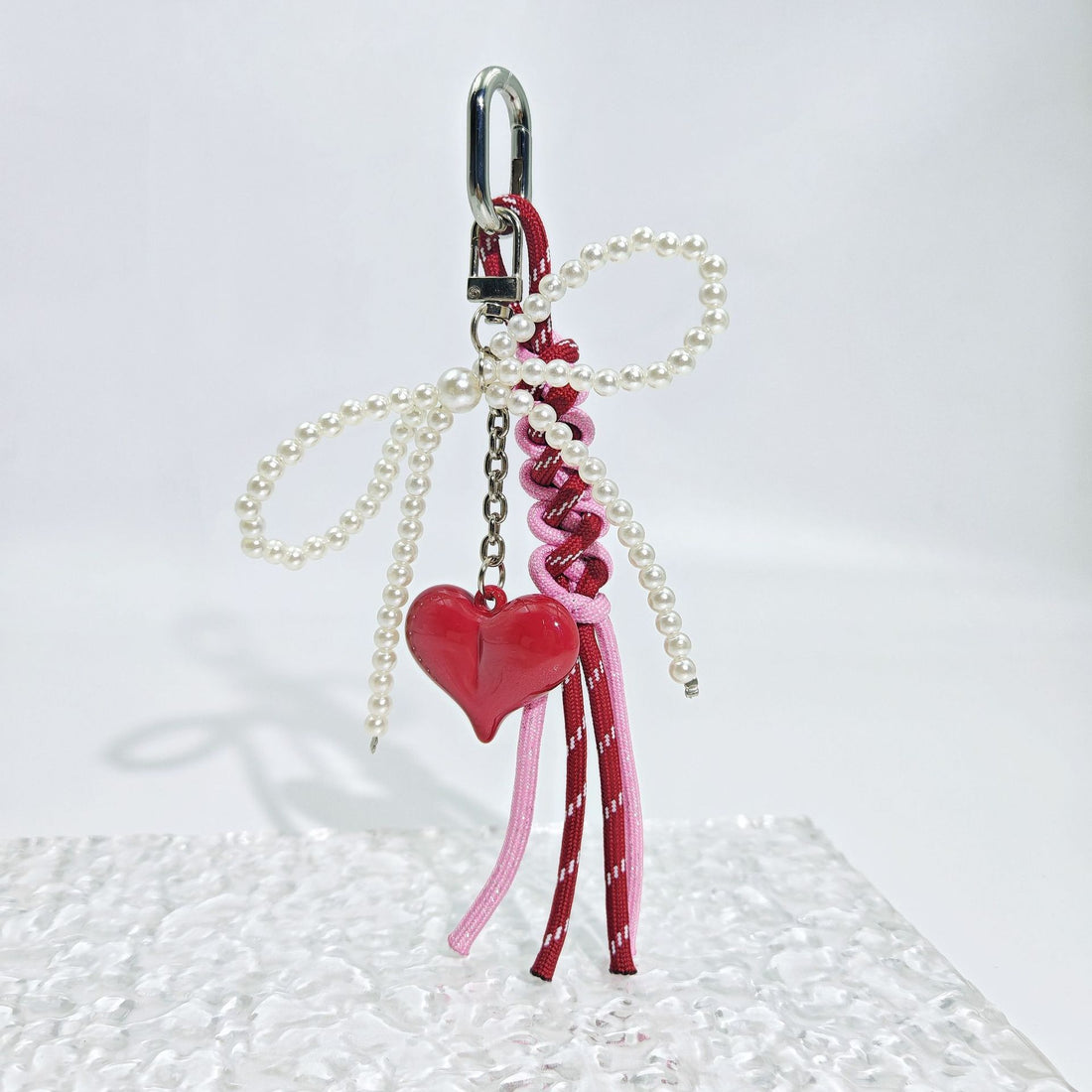 Cute Pearl Bow Colorful Braided Bag Charm DP25E488