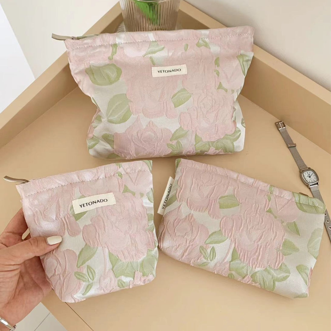 Floral Embroidery Makeup Bag - DippedShop Wholesale - #4275