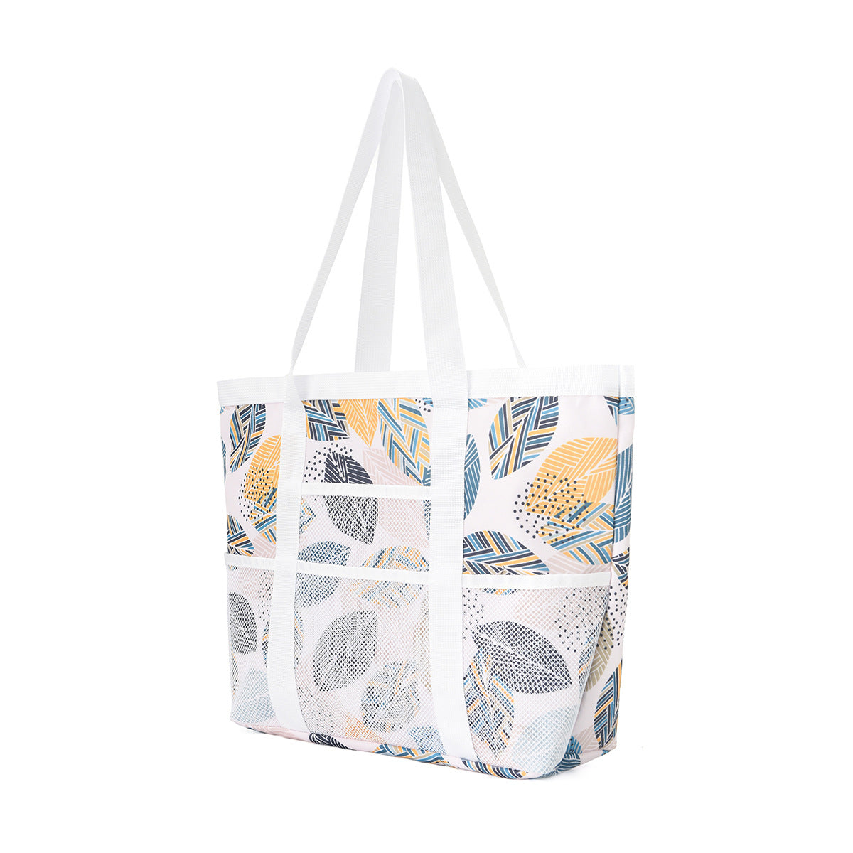 Trendy Mesh Leaf Print Multi-Pockets Storage Bag 8BW6BOB88T
