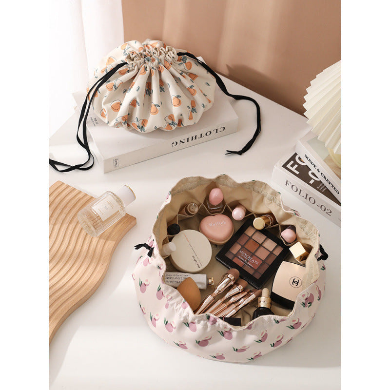 Stylish Peach Print Portable Makeup Bag MK2BW6S10BOB52