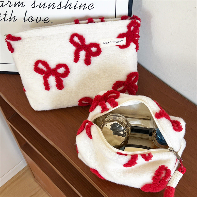 Sweet Bowknot Decor Large Capacity Cosmetic Bag 6C5CO283