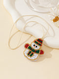 Cute Handmade Beaded Christmas Snowman Pendant Keychain 6W10BBC789