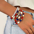 Gold Plated Irregular Beaded Chain Bracelets Set 8ZA6JBR135T
