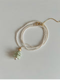 Creative Pearl Mini Christmas Tree Charm Necklace 6W6JNC875