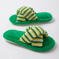 Soft Striped Plush Slippers - DippedShop Wholesale - #0659