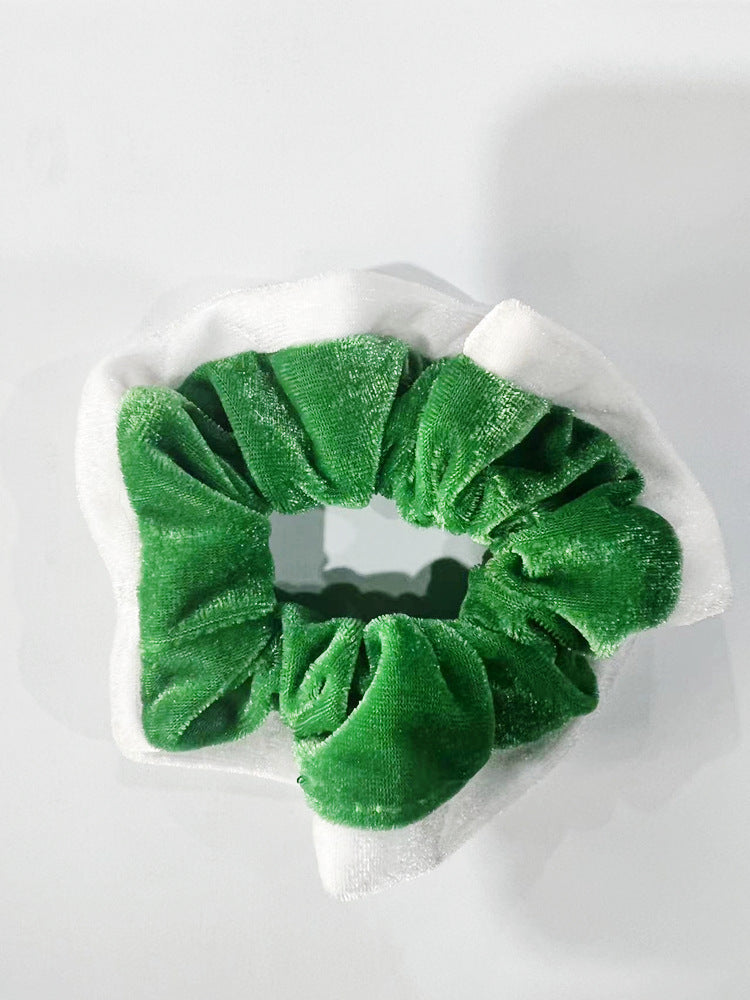 Christmas Color Block Soft Velvet Hair Scrunchie 6W6HSR437