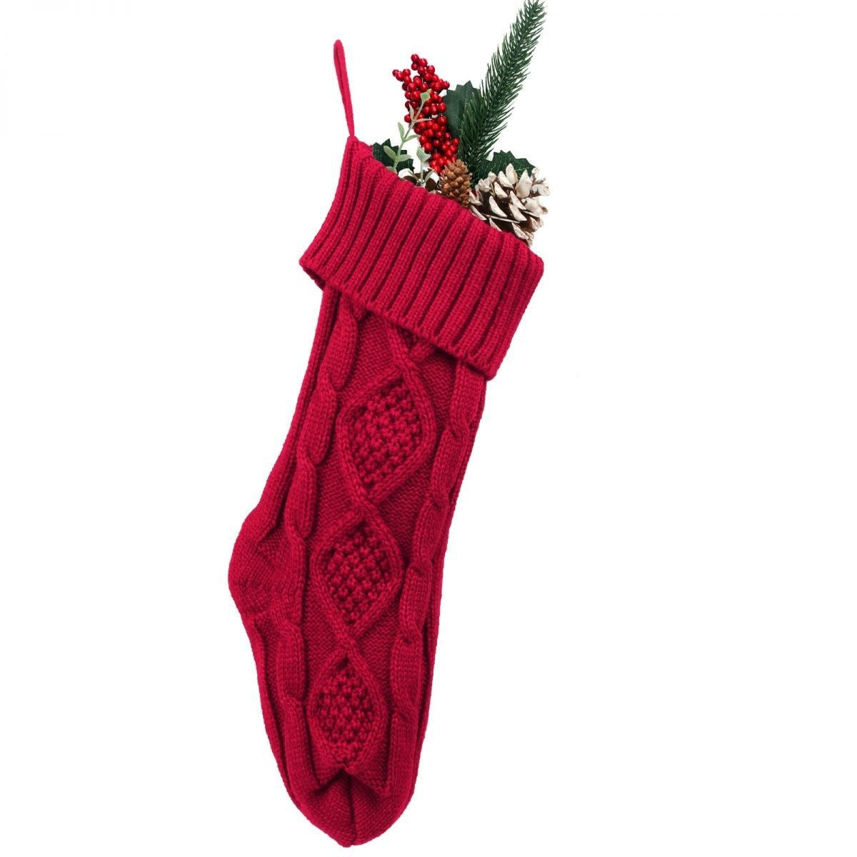Christmas Cable Knit Stocking Hanging Gift Pouch 6W8FSO896