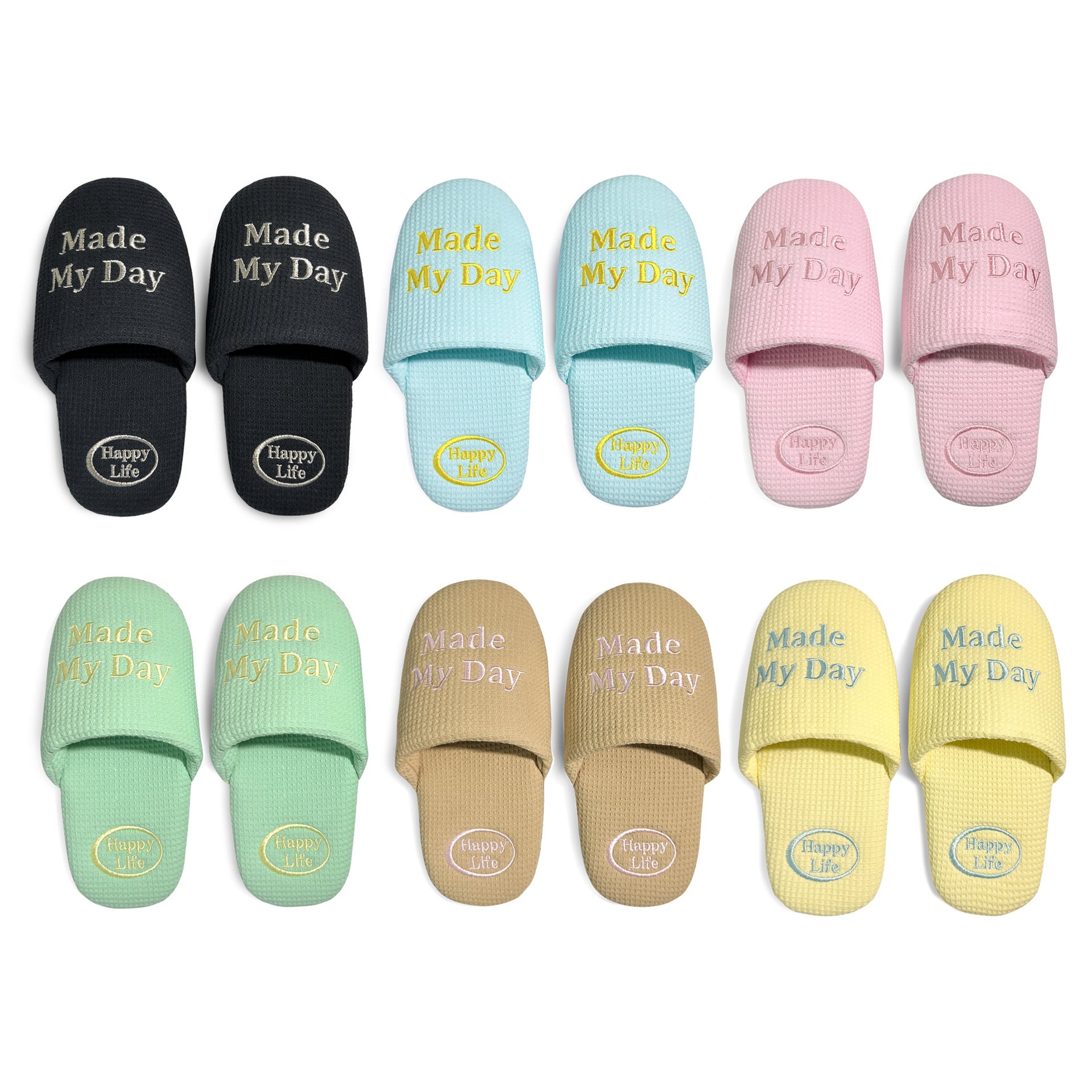 Soft Embroidered Waffle Slippers - DippedShop Wholesale - #2835